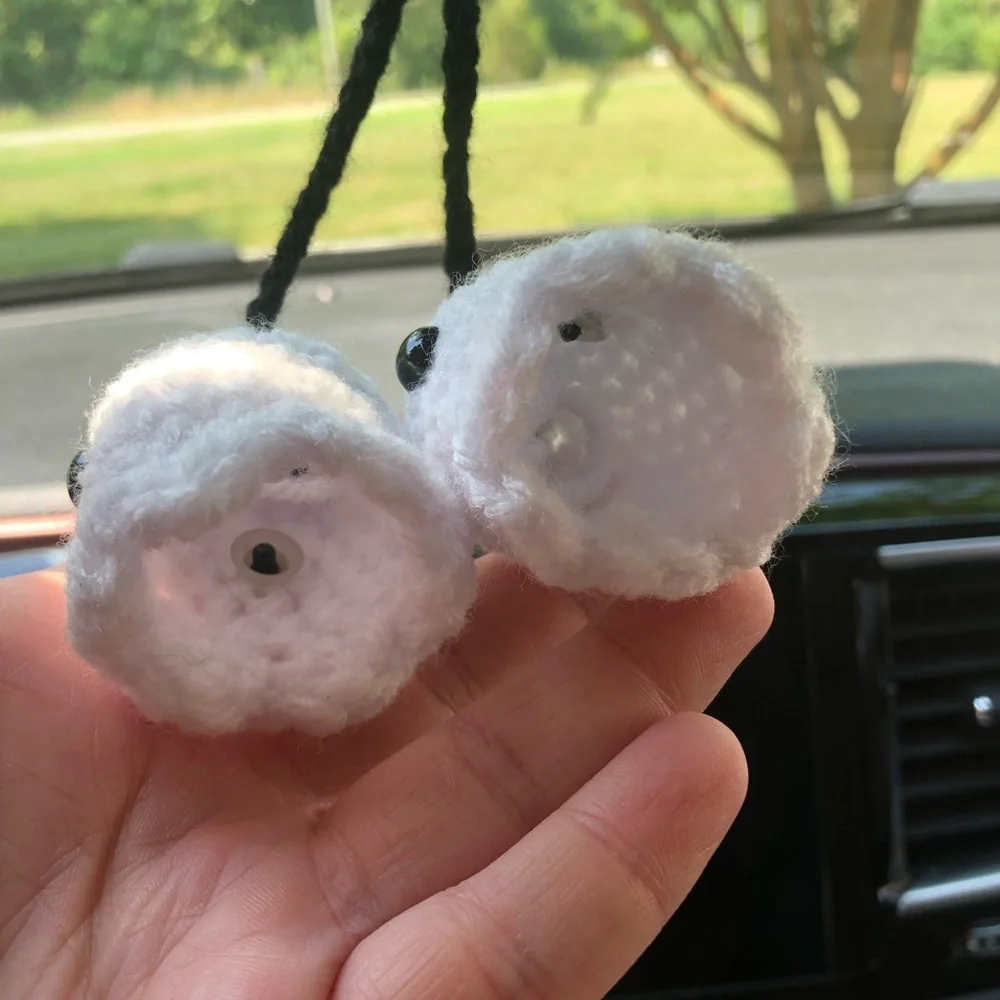 Crochet Ghost Car Hanger Halloween Hanging Accessory